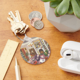 Weihnachtsfeiertage im Wohnzimmer Schlüsselanhänger