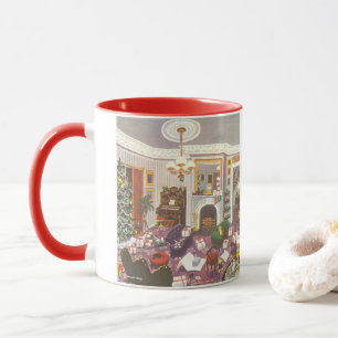 Weihnachtsfeiertage im Wohnzimmer Tasse