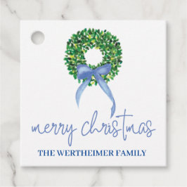 Weihnachtsfeiertage in Blue Wreath Geschenkanhänger
