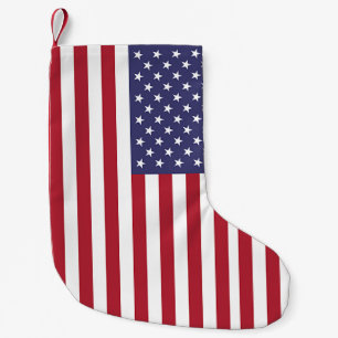 Weihnachtsfeiertage mit der Fahne der USA Kleiner Weihnachtsstrumpf