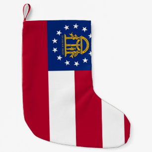 Weihnachtsfeiertage mit der Fahne Georgiens, USA Kleiner Weihnachtsstrumpf