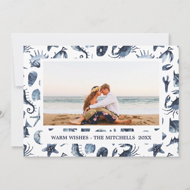 Weihnachtsfeiertage Nautic Landschaft Foto Feiertagskarte (Vorderseite)