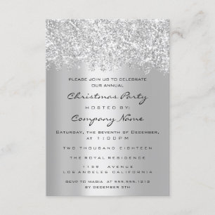Weihnachtsfeiertage Neujahr Party Glitzer Silver Einladung