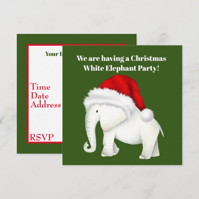 Weihnachtsfeiertage - Party Einladung des weißen E (Vorne/Hinten)