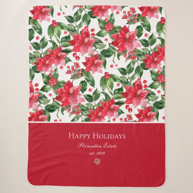 Weihnachtsfeiertage Personalisiert Poinsettia Must Sherpadecke (Vorderseite)