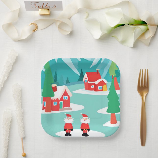 Weihnachtsfeiertage-Platte am Nordpol Pappteller (Hochzeit)