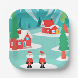 Weihnachtsfeiertage-Platte am Nordpol Pappteller