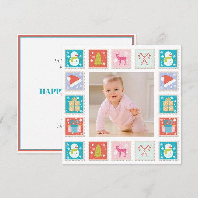 Weihnachtsfeiertage Postage Briefmarke Foto Karte (Vorne/Hinten)