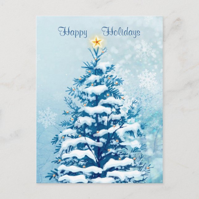 Weihnachtsfeiertage Postkarte. Schneebaum Feiertagspostkarte (Vorderseite)