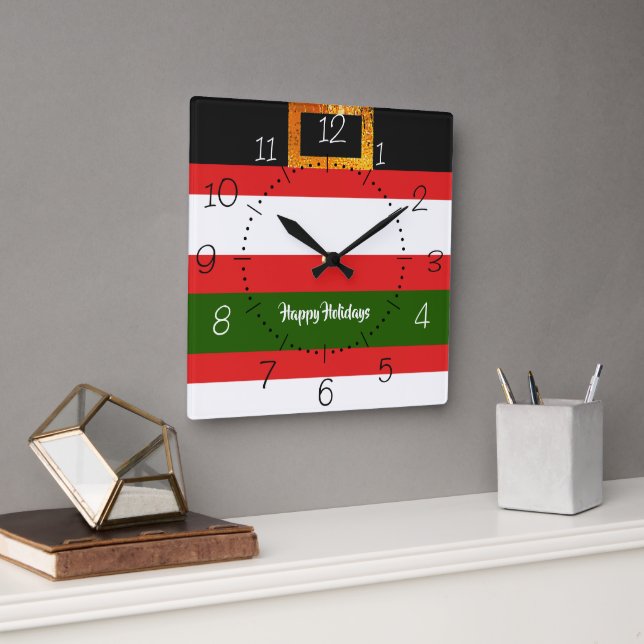 Weihnachtsfeiertage Quadratische Wanduhr (Büro)