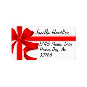 Weihnachtsfeiertage Red Ribbon Bow Address Labels Adressaufkleber
