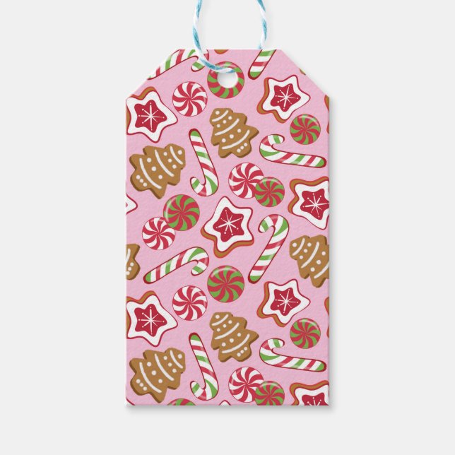 Weihnachtsfeiertage - Rosa Geschenkanhänger (Vorderseite)