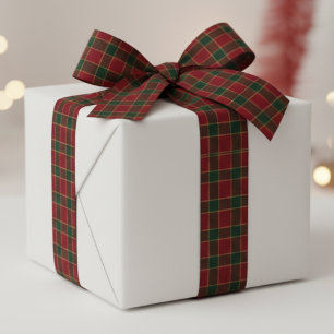 Weihnachtsfeiertage Rot & Grün Tartan Muster Satinband