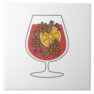 Weihnachtsfeiertage Roter Glühwein würziger Cockta Fliese