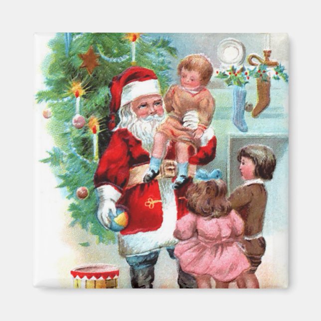 Weihnachtsfeiertage Santa Scene Magnet (Vorne)