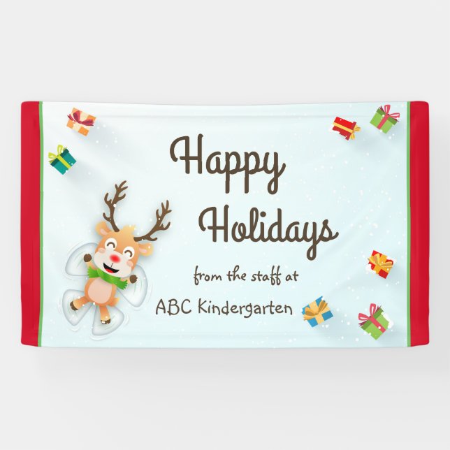 Weihnachtsfeiertage Schneeangel Rentier Banner (Horizontal)