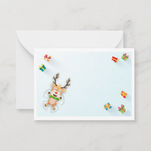 Weihnachtsfeiertage Schneeangel Rentier Mitteilungskarte