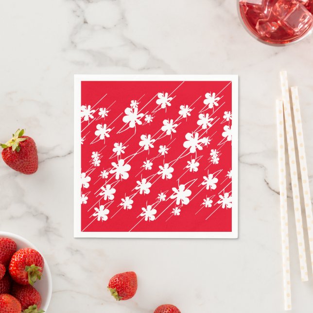 Weihnachtsfeiertage Schneeflocken Muster rot weiß Serviette (Beispiel)