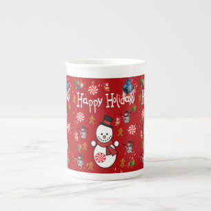 Weihnachtsfeiertage, Snowman, glückliche Ferien Prozellantasse