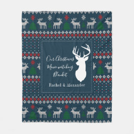 Weihnachtsfeiertage Strick Look Muster Personalisi Fleecedecke