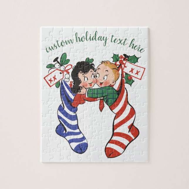 Weihnachtsfeiertage Strümpfe mit Niedlichen Kinder (Vertikal)