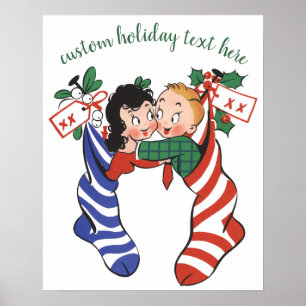 Weihnachtsfeiertage Strümpfe mit Niedlichen Kinder Poster