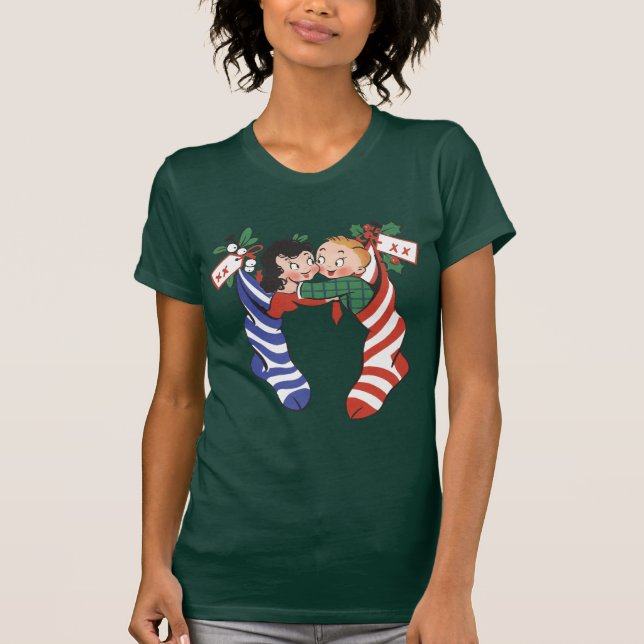 Weihnachtsfeiertage Strümpfe mit Niedlichen Kinder T-Shirt (Vorderseite)