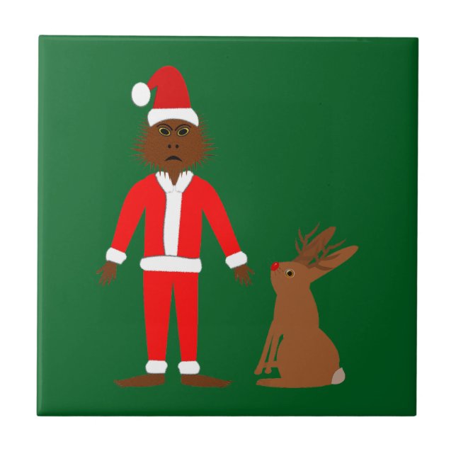 Weihnachtsfeiertage und Jackalope Fliese (Vorderseite)
