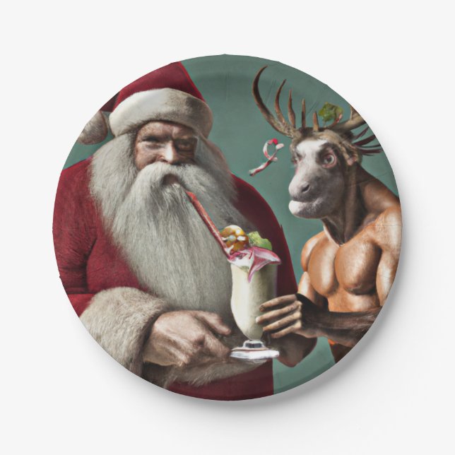 Weihnachtsfeiertage und Krampus Weihnachtsfeiertag Pappteller (Vorderseite)