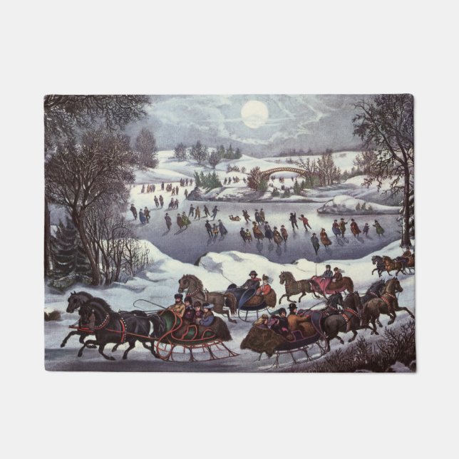 Weihnachtsfeiertage, Zentralpark im Winter Fußmatte (Vorderseite)