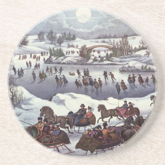 Weihnachtsfeiertage, Zentralpark im Winter Getränkeuntersetzer (Vorne)