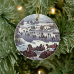 Weihnachtsfeiertage, Zentralpark im Winter Keramik Ornament<br><div class="desc">Vintage Illustration Weihnachtsfeierdesign ursprünglich von Currier & Ives veröffentlicht mit dem Titel Central Park im Winter, c.1880. Dieses Liebe- und Romantik-Design bietet glückliche Paare, die auf romantischen Pferden herumreiten und im Mondschein auf Schnee gezeichnet Schlitten fahren. Eis-Skater Skaten auf einem gefrorenen See unter Vollmond im Nachthimmel. Currier und Ives waren...</div>