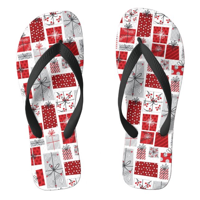Weihnachtsfeiertagen Feierliche Rot Silber Moderne Flip Flops (Fußbett)