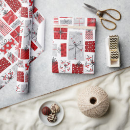 Weihnachtsfeiertagen Feierliche Rot Silber Moderne Geschenkpapier
