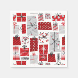 Weihnachtsfeiertagen Feierliche Rot Silber Moderne Serviette