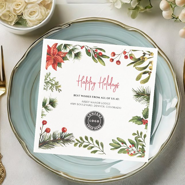 Weihnachtsfeiertagen mit Firmenlogo hinzufügen Serviette (Add Business Logo Christmas Holidays Paper Napkins)
