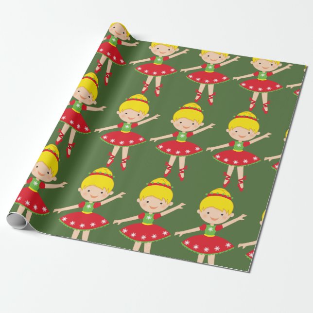 Weihnachtsfeiertags-Ballerina Geschenkpapier (Ungerollt)