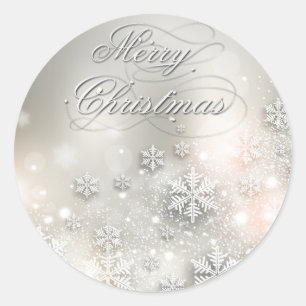 Weihnachtsfeiertags-elegante Schneeflocken Runder Aufkleber