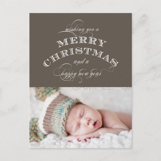 WEIHNACHTSfeiertags-FOTO-POSTKARTETAUPE Feiertagspostkarte (Vorderseite)
