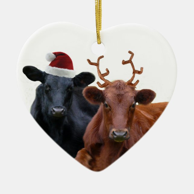 Weihnachtsfeiertags-Kühe in der Keramikornament (Vorne)