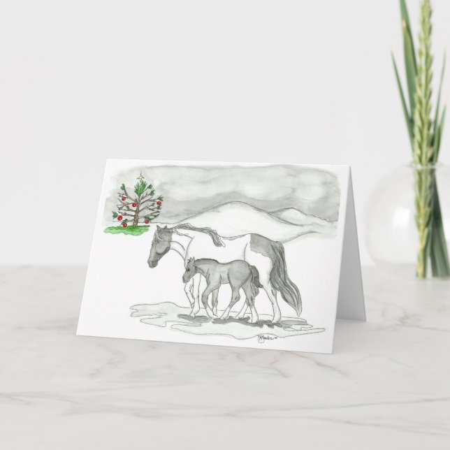 Weihnachtsfeiertags-Pferdegruß-Karte Feiertagskarte (Vorderseite)
