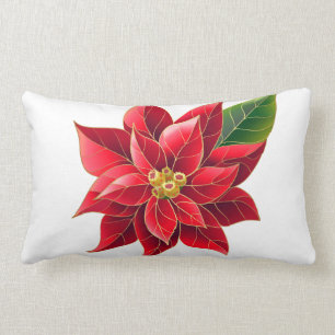 Weihnachtsfeiertags-rotes Poinsettia-Kissen Lendenkissen