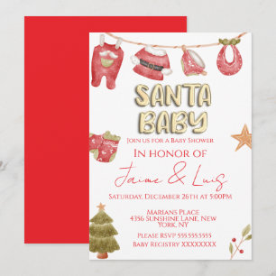 Weihnachtsfeiertagsbaum Santa Junge Baby Shower Einladung