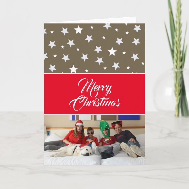 Weihnachtsfeiertagsfamilie Foto Red Feiertagskarte (Vorderseite)