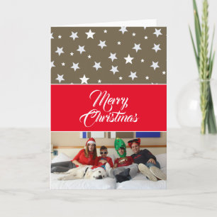 Weihnachtsfeiertagsfamilie Foto Red Feiertagskarte