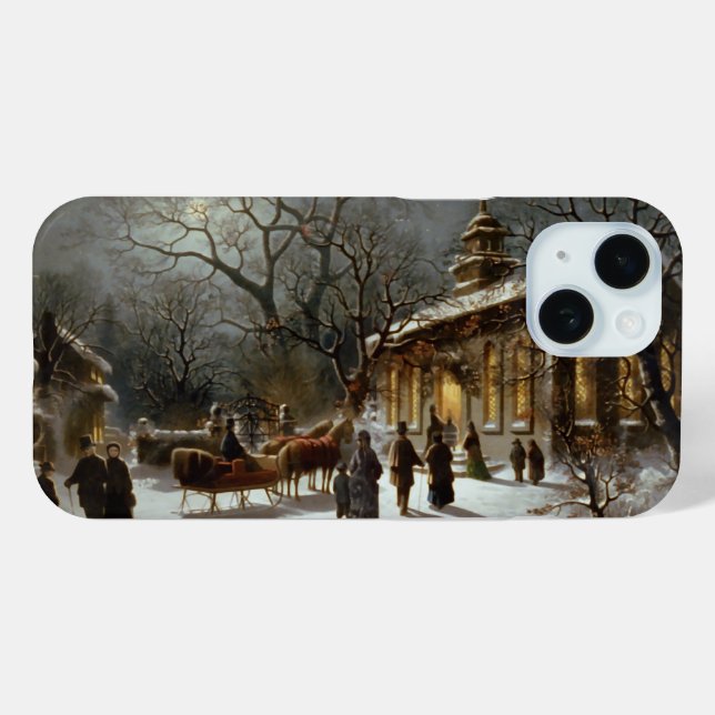 Weihnachtsfeiertagsgottesdienst iPhone 15 Hülle (Rückseite (Horizontal))