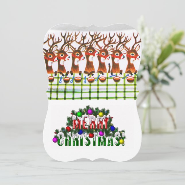 Weihnachtsfeiertagskarte, Rentier Karte (Stehend Vorderseite)