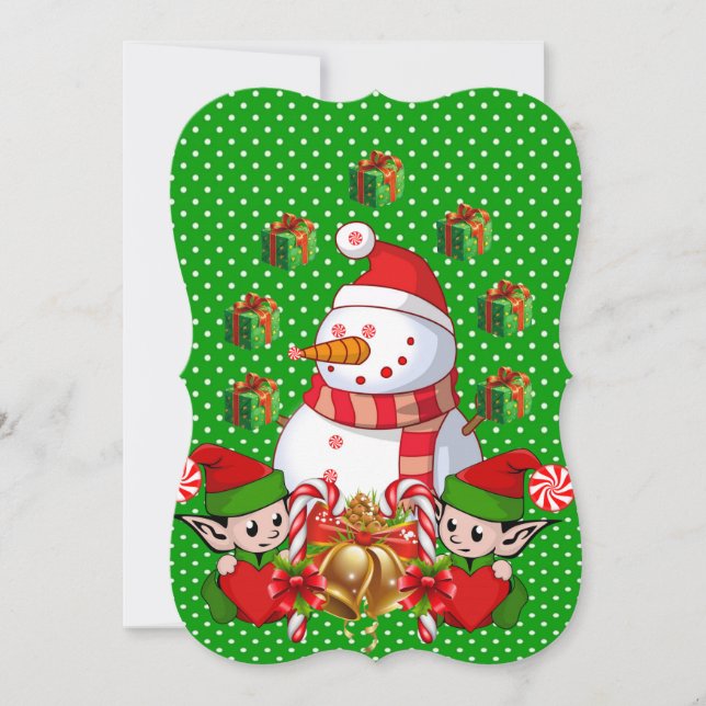 Weihnachtsfeiertagskarte, Snowman Elf Karte (Vorderseite)