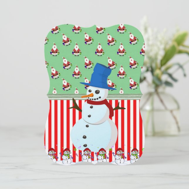 Weihnachtsfeiertagskarte - Snowman Karte (Stehend Vorderseite)