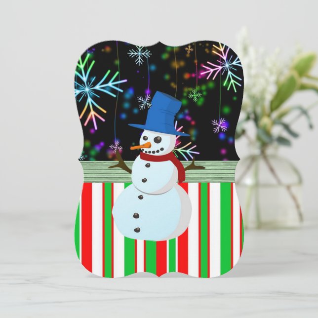 Weihnachtsfeiertagskarte - Snowman Karte (Stehend Vorderseite)